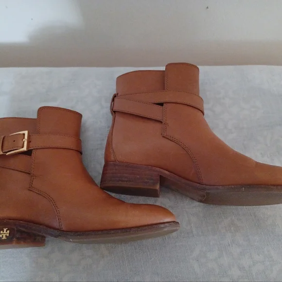 Tory Burch Women Brooke Ankle Booties tan calf leather size 6 preowned - Picture 8 of 13